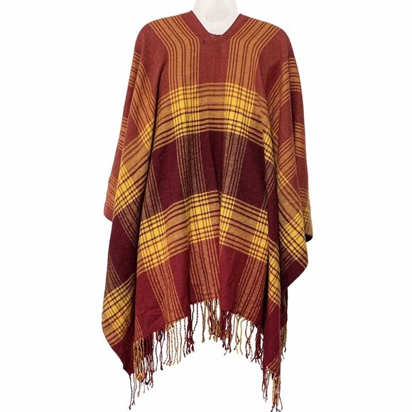 Say What Womens Shawl Poncho Blanket Wrap Multicolor Plaid Soft One Size - Picture 3 of 7